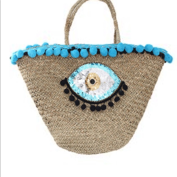 Mystique Boutique Handbags - Mystique Sequined Evil Eye Beach Bag